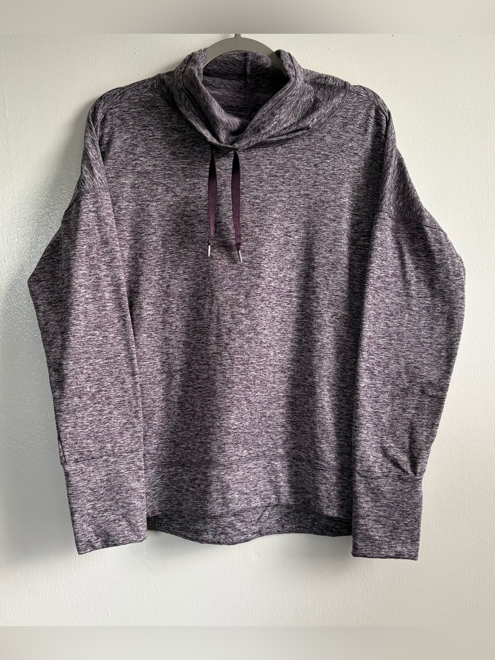 Apana Women’s Purple Heathered Cowl Neck Pullover Lightweight Stretch XL